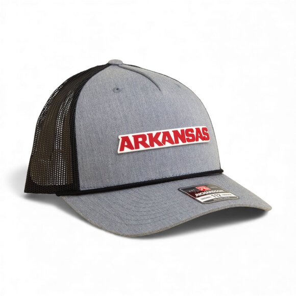 Arkansas Razorbacks ARKANSAS Red 3D Snapback Trucker Rope Hat- Heather Grey/ BLK - Picture 1 of 3